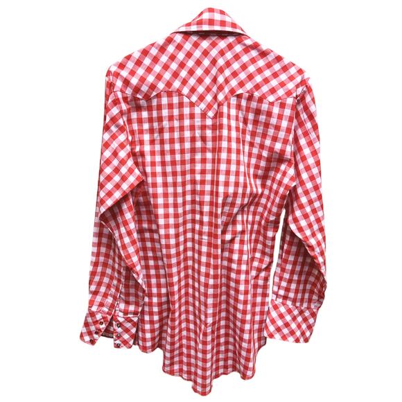Champion Westerns Red Plaid Button Down Shirt Long Sleeve with Pockets - Picture 4 of 8